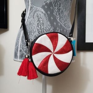 Peppermint swirl glittery crossbody